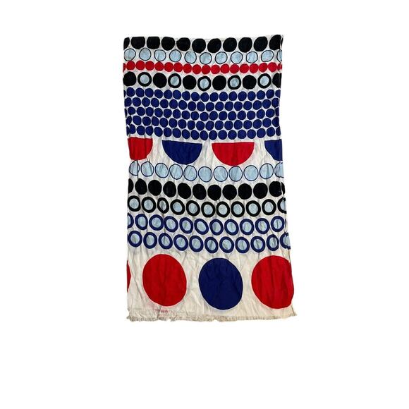 Geometric Scarf Wrap Shawl Womens Red White Blue Circles Oversized - Picture 1 of 3